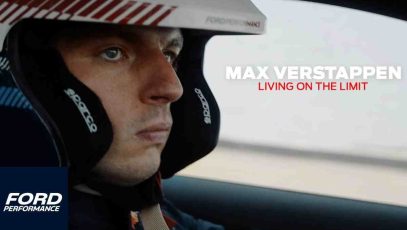 Max Verstappen drives the Ford Mustang Dark Horse